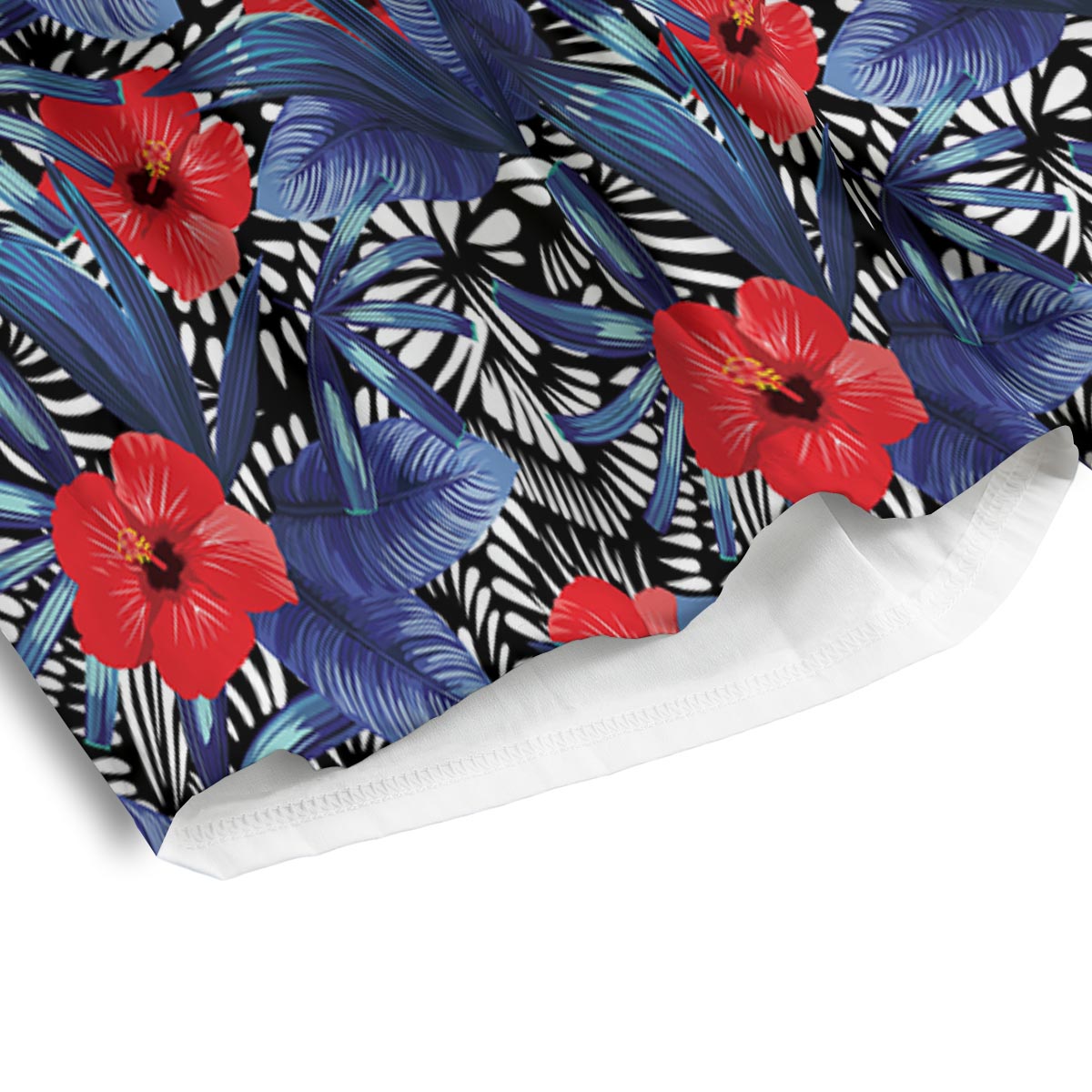 Flowers Red Hibiscus Print Pattern Men's Athletic Shorts