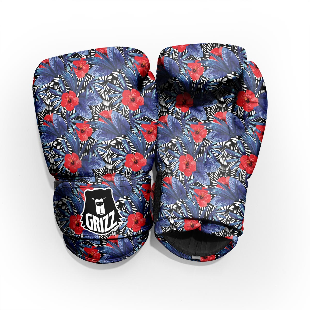 Flowers Red Hibiscus Print Pattern Pro Boxing Glove