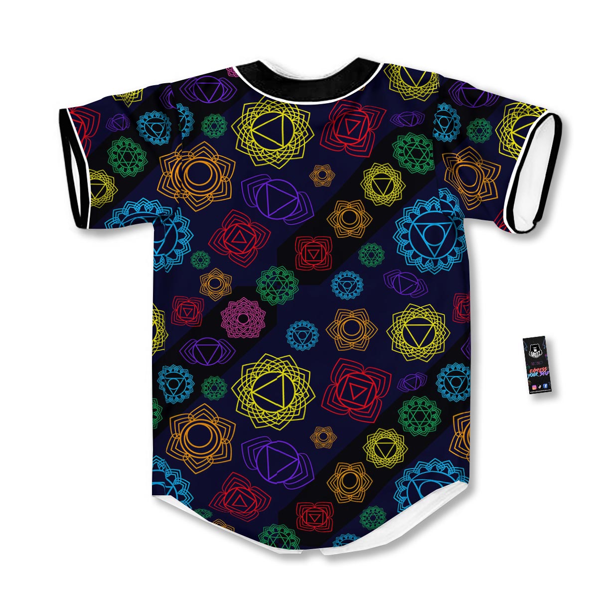 Flowers Seven Chakras Print Pattern Baseball Jersey-grizzshop