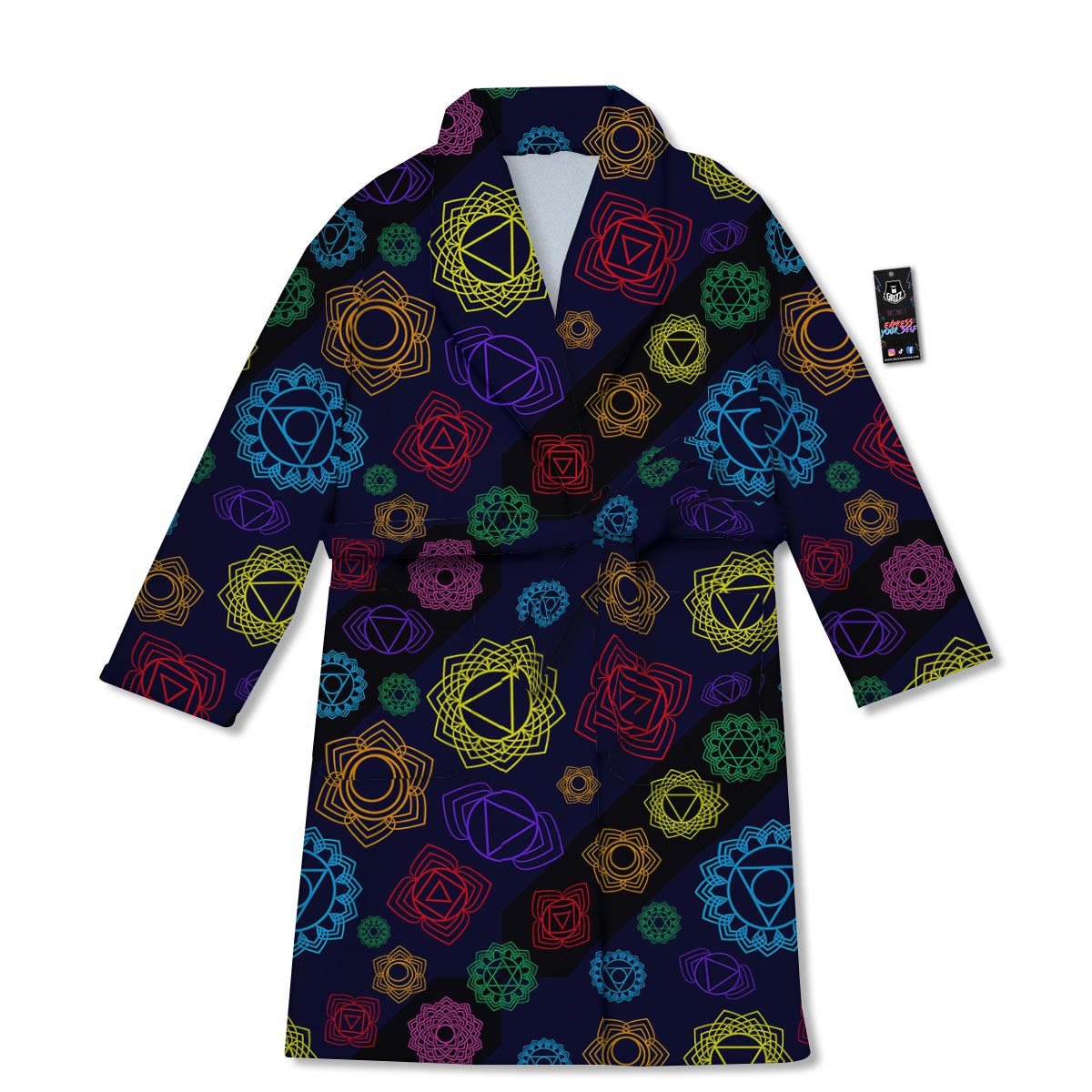 Flowers Seven Chakras Print Pattern Bathrobe-grizzshop