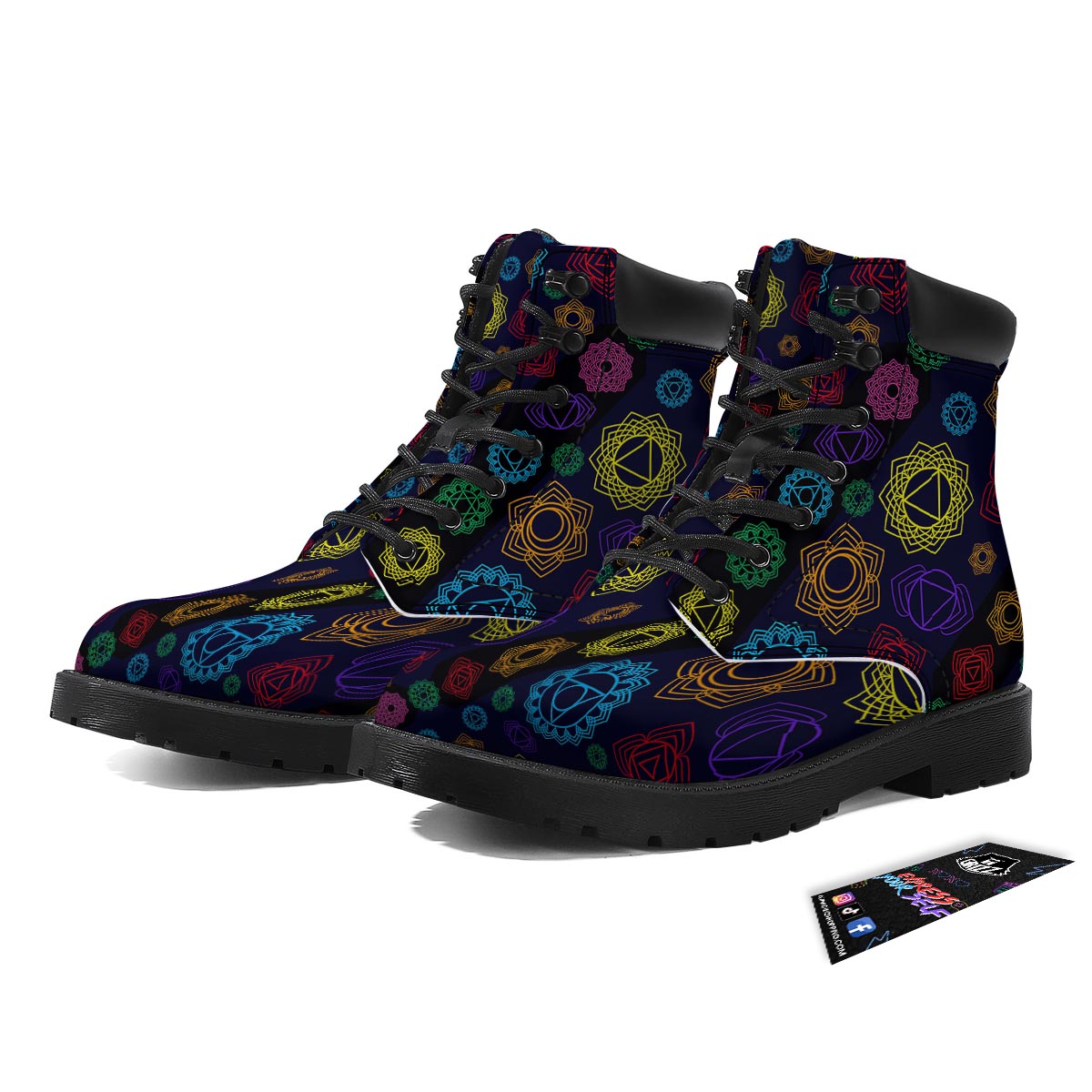 Flowers Seven Chakras Print Pattern Boots-grizzshop