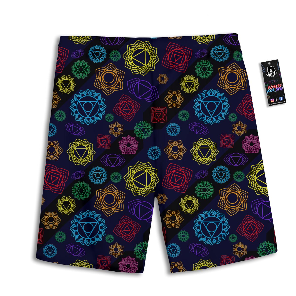 Flowers Seven Chakras Print Pattern Men's Athletic Shorts-grizzshop