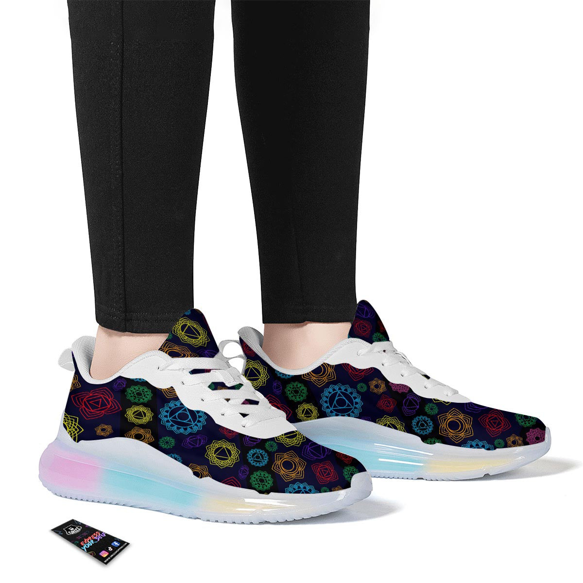 Flowers Seven Chakras Print Pattern Running Sneakers-grizzshop