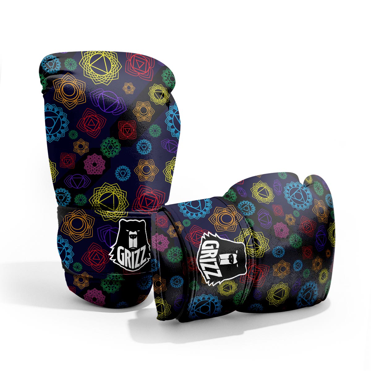 Flowers Seven Chakras Print Pattern Sparring Gloves-grizzshop