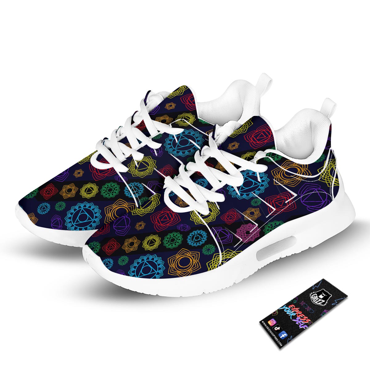Flowers Seven Chakras Print Pattern Tennis Shoes-grizzshop