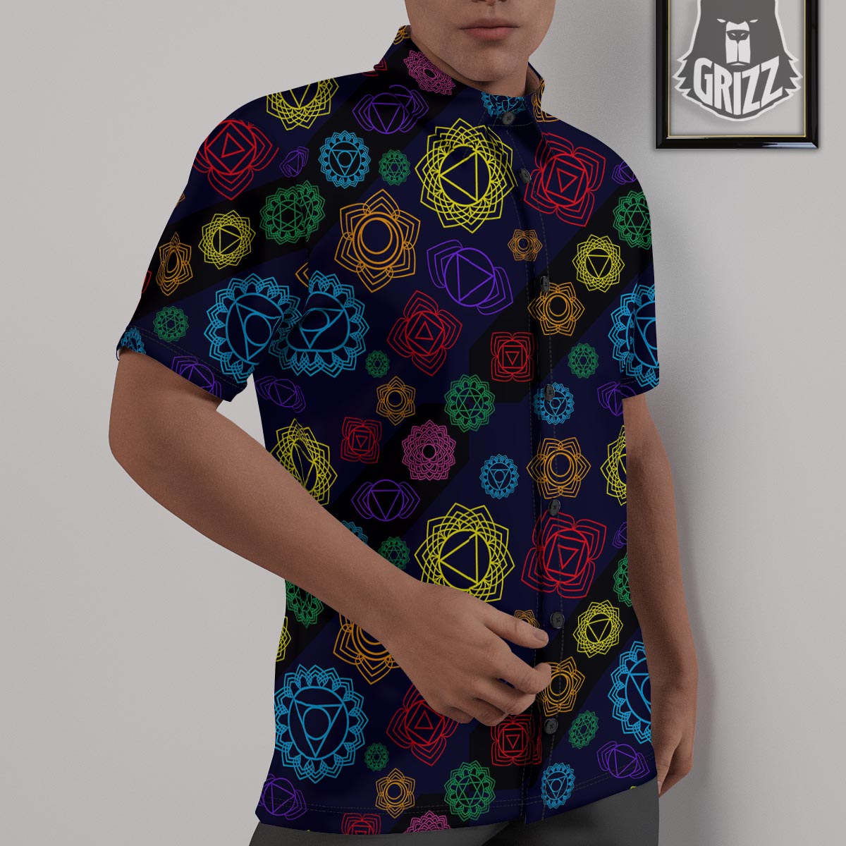 Flowers Seven Chakras Print Pattern Untucked Shirts-grizzshop