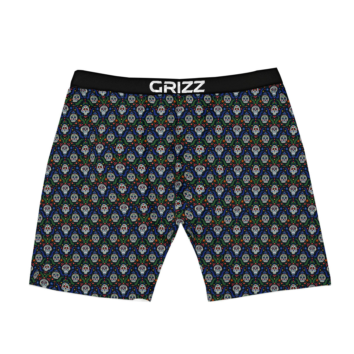 Flowers Skull Green Blue Print Pattern Boxer Briefs-grizzshop