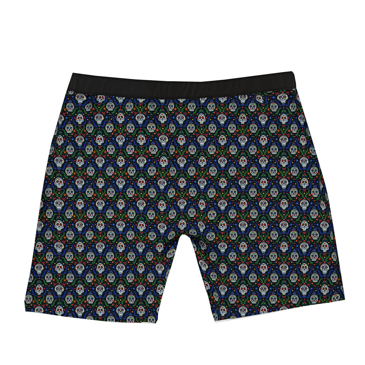 Flowers Skull Green Blue Print Pattern Boxer Briefs-grizzshop