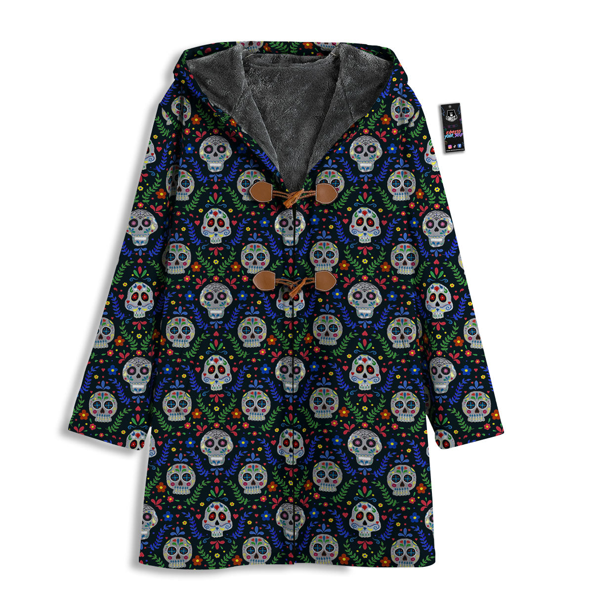 Flowers Skull Green Blue Print Pattern Men's Windbreaker Jacket-grizzshop