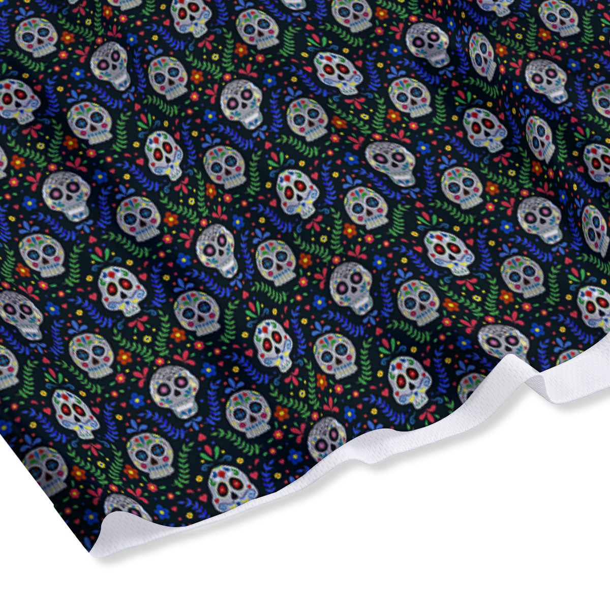 Flowers Skull Green Blue Print Pattern Mesh Shorts