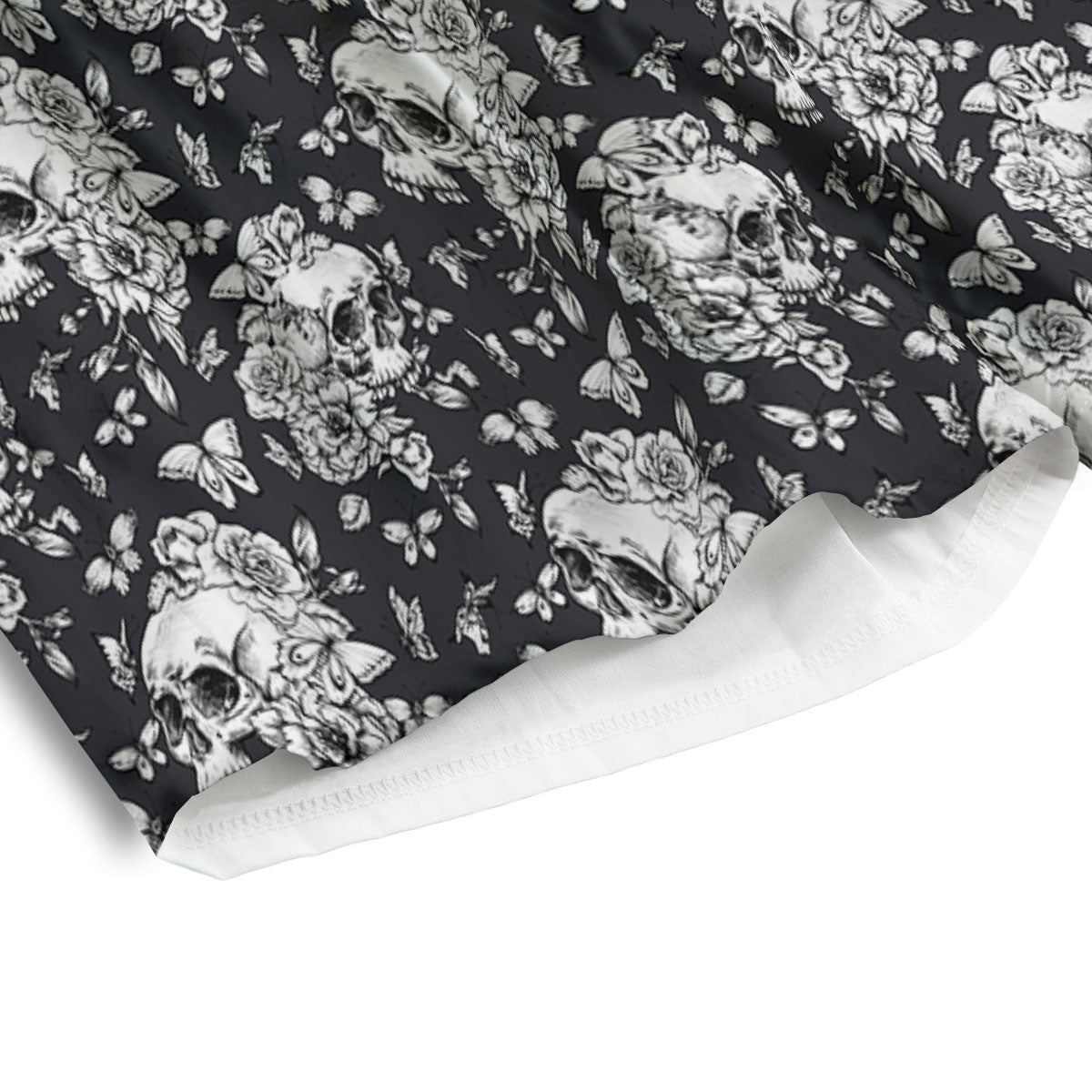 Flowers Skull Monochrome Print Pattern Men's Athletic Shorts