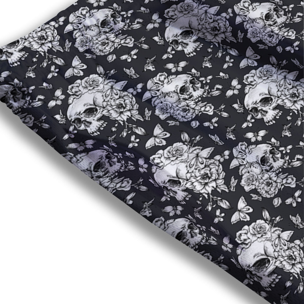 Flowers Skull Monochrome Print Pattern Mesh Shorts