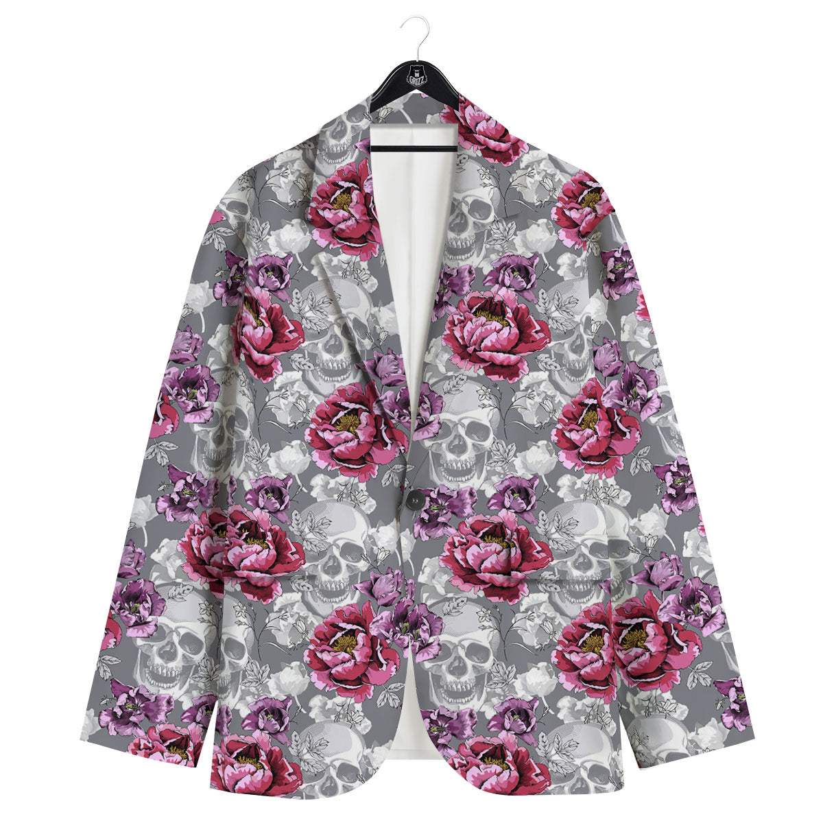 Flowers Skull Pink Print Pattern Men's Sport Coat-grizzshop