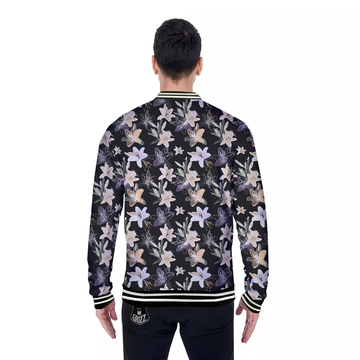 Flowers Spring Lily Print Pattern Baseball Jacket-grizzshop