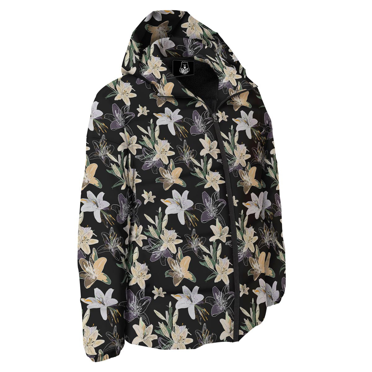 Flowers Spring Lily Print Pattern Down Jacket-grizzshop