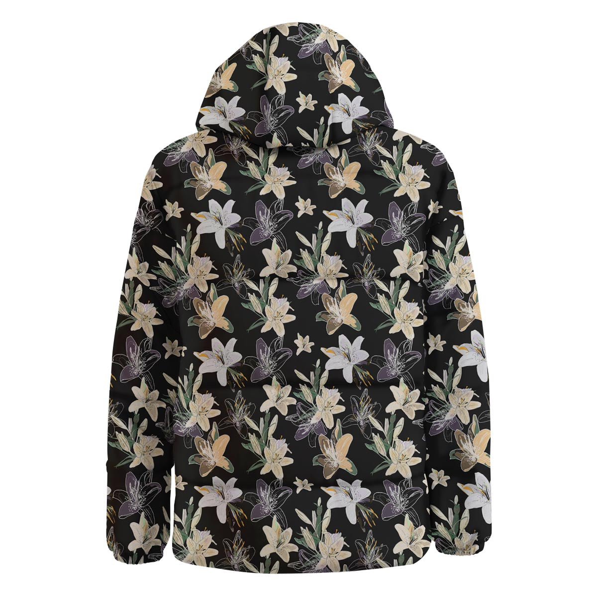 Flowers Spring Lily Print Pattern Down Jacket-grizzshop