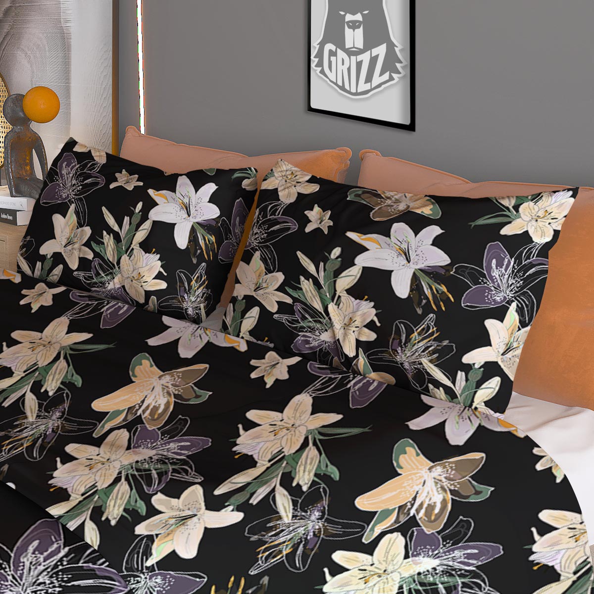 Flowers Spring Lily Print Pattern Duvet Cover Bedding Set-grizzshop