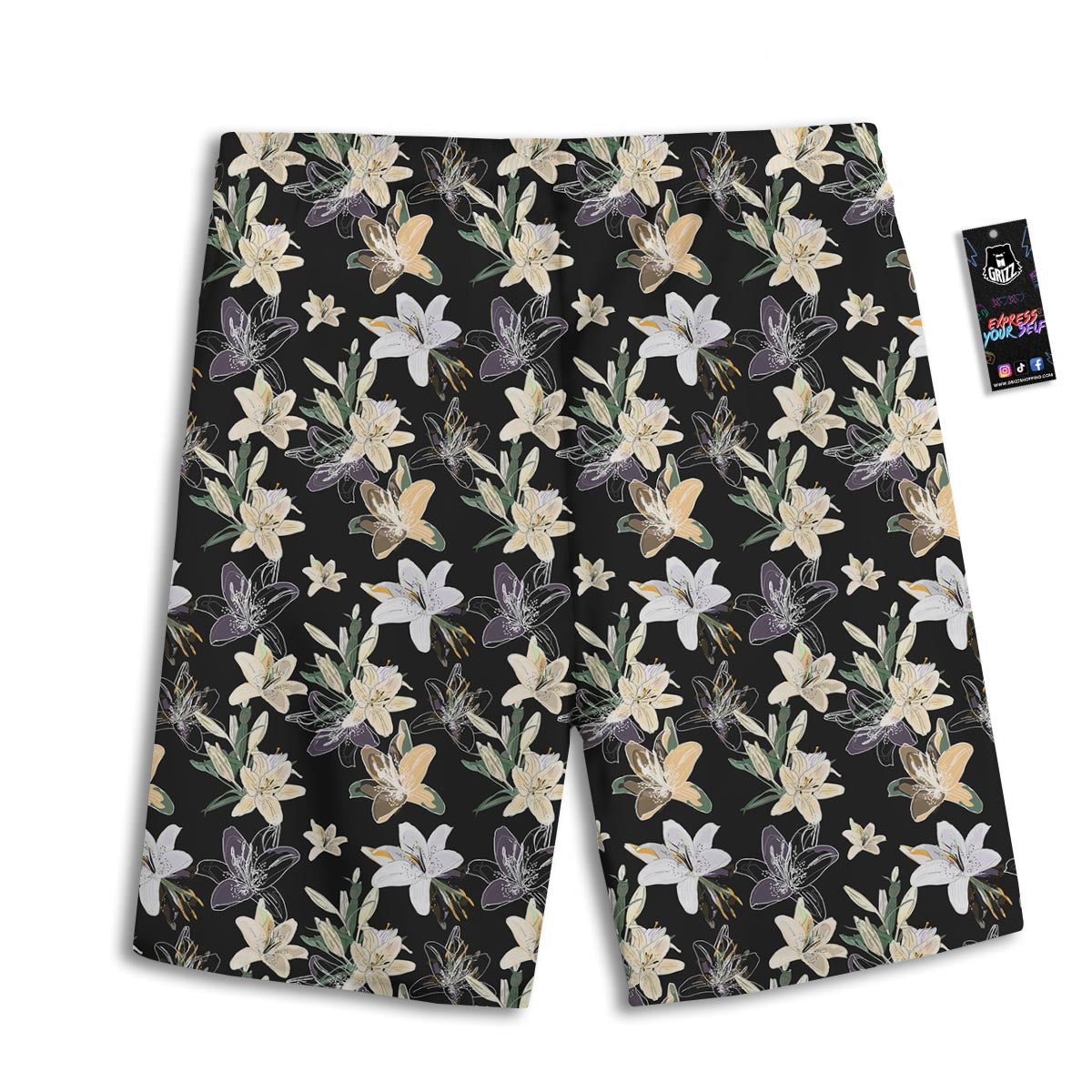 Flowers Spring Lily Print Pattern Men's Athletic Shorts