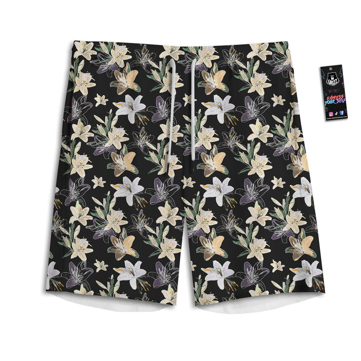Flowers Spring Lily Print Pattern Men's Athletic Shorts