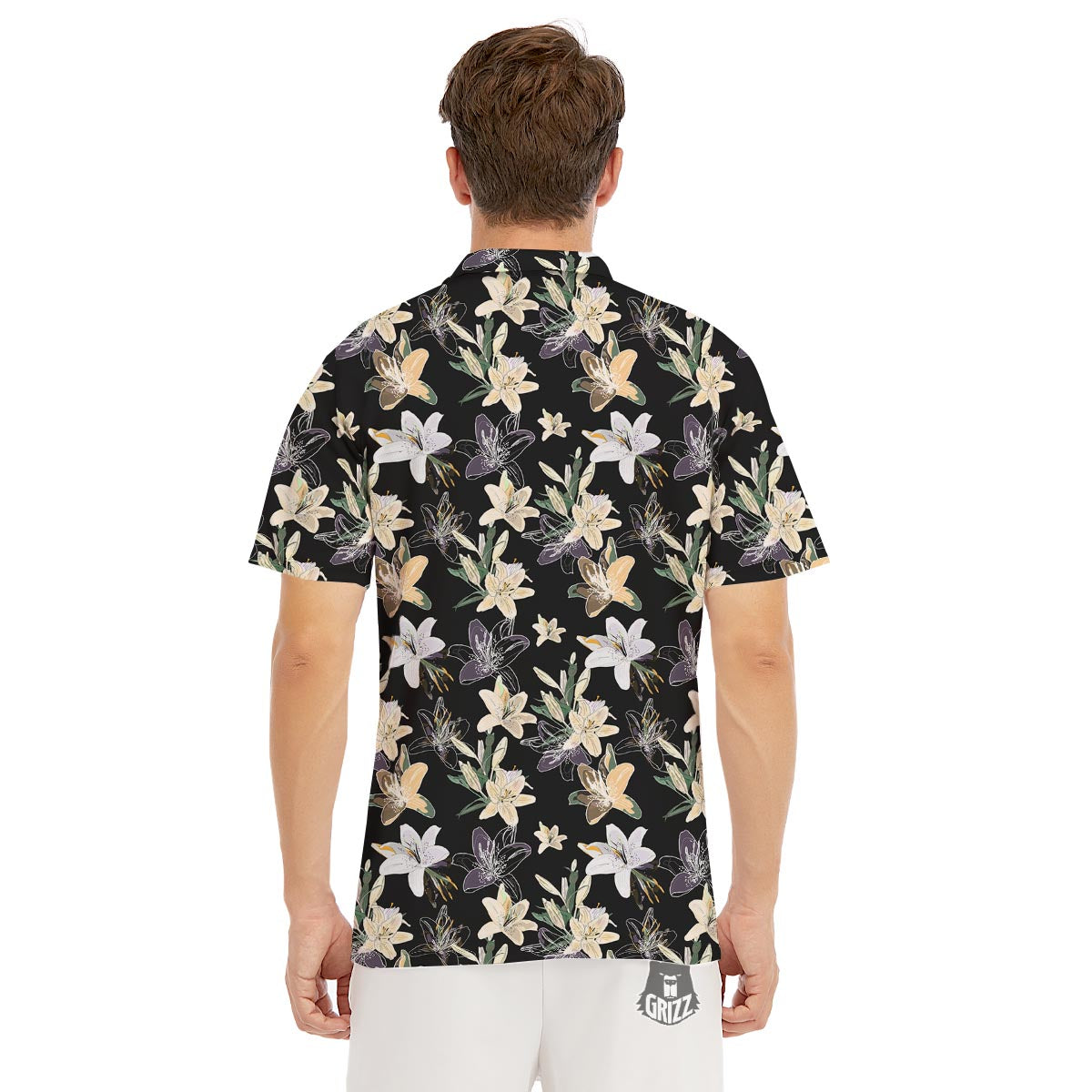 Flowers Spring Lily Print Pattern Men's Golf Shirts-grizzshop