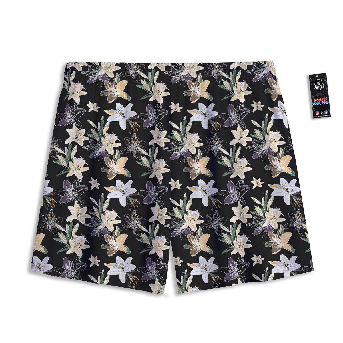 Flowers Spring Lily Print Pattern Mesh Shorts