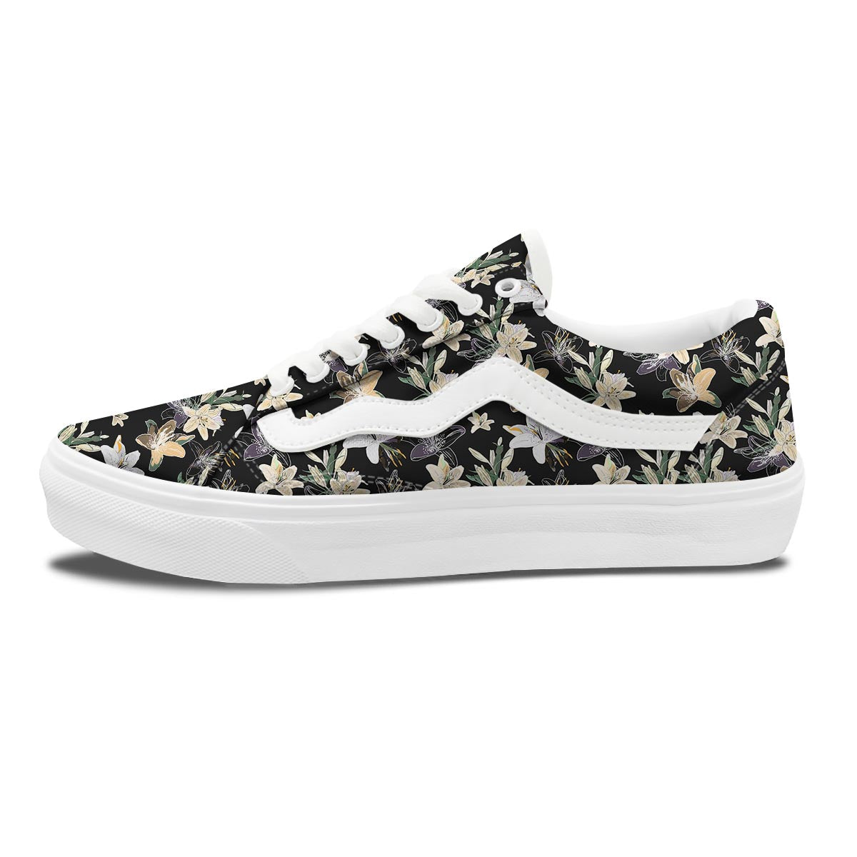 Flowers Spring Lily Print Pattern Skate Shoes-grizzshop