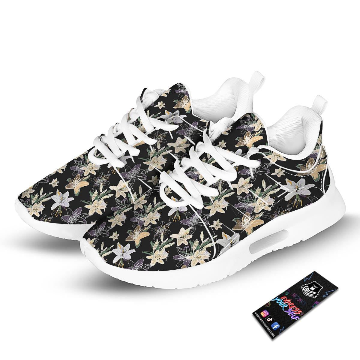 Flowers Spring Lily Print Pattern Tennis Shoes-grizzshop