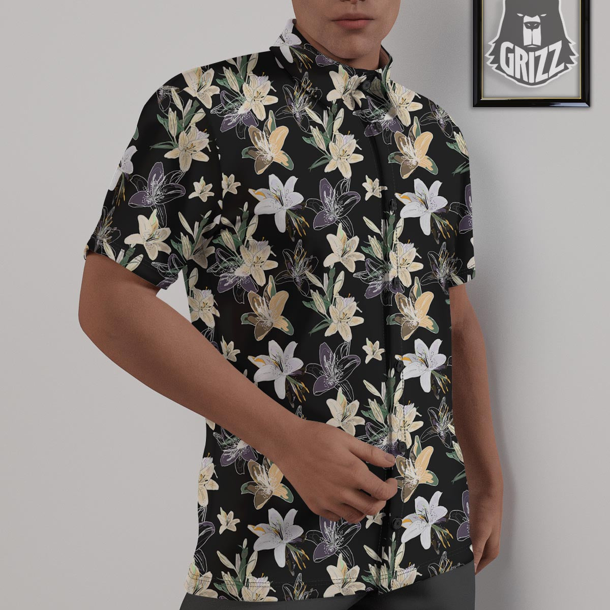 Flowers Spring Lily Print Pattern Untucked Shirts-grizzshop