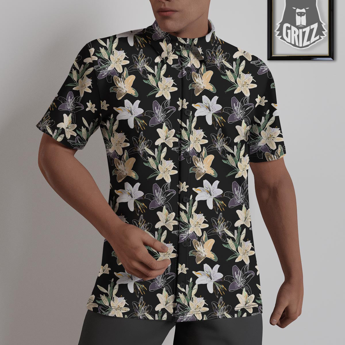 Flowers Spring Lily Print Pattern Untucked Shirts-grizzshop