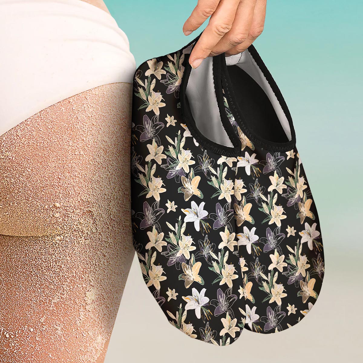 Flowers Spring Lily Print Pattern Water Shoes-grizzshop