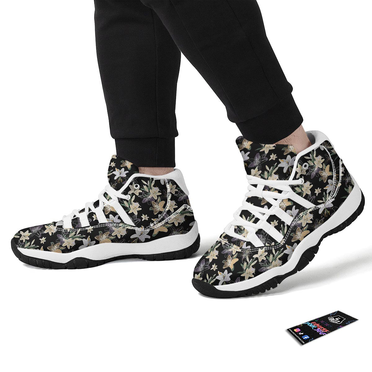 Flowers Spring Lily Print Pattern White Bball Shoes-grizzshop
