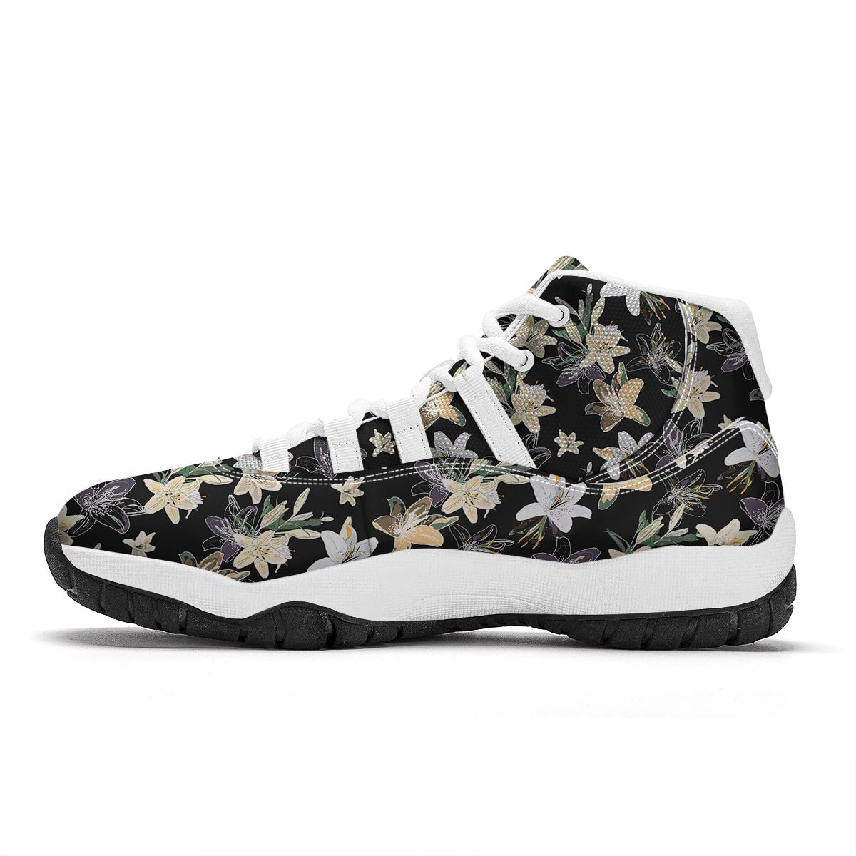 Flowers Spring Lily Print Pattern White Bball Shoes-grizzshop