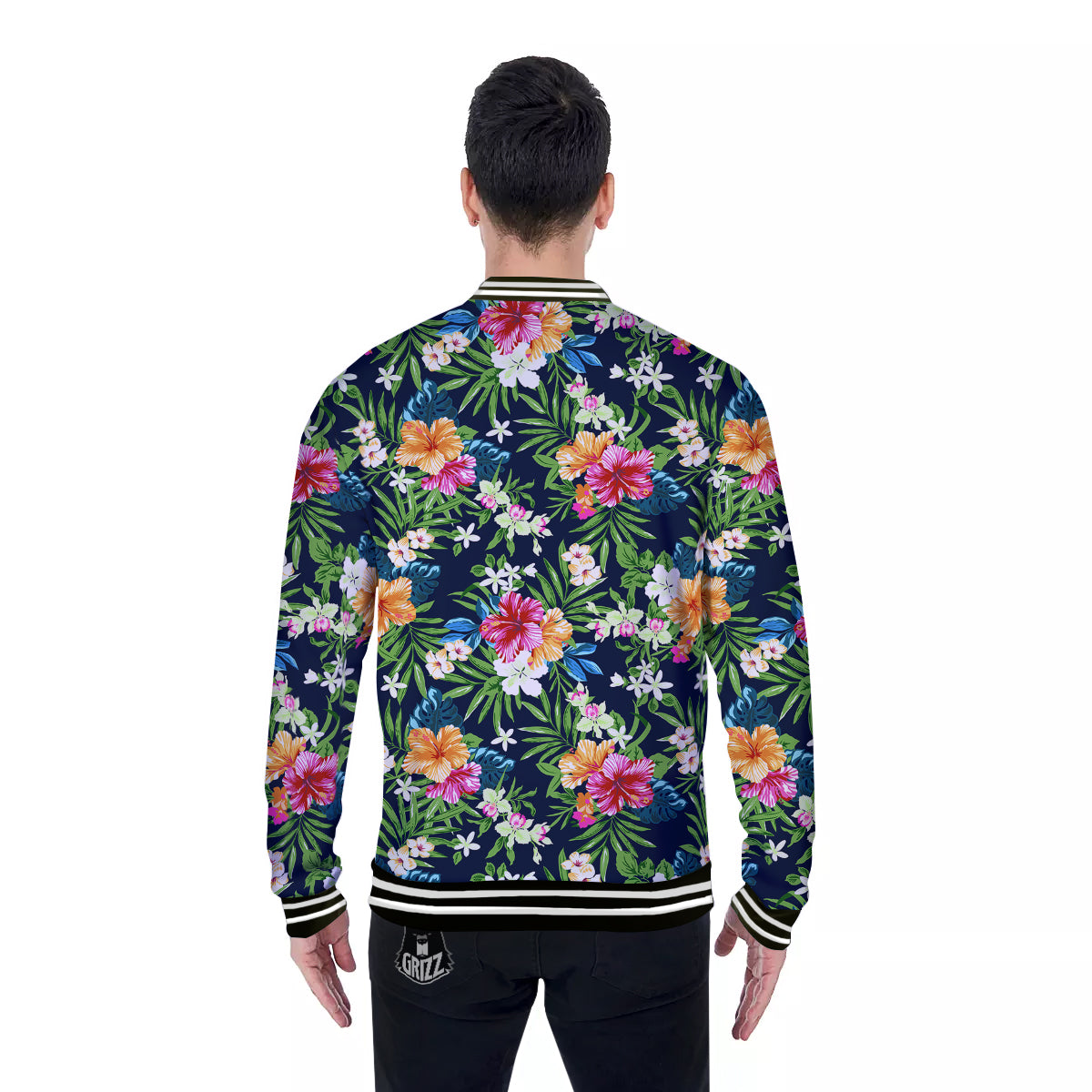 Flowers Tropical Print Pattern Baseball Jacket-grizzshop