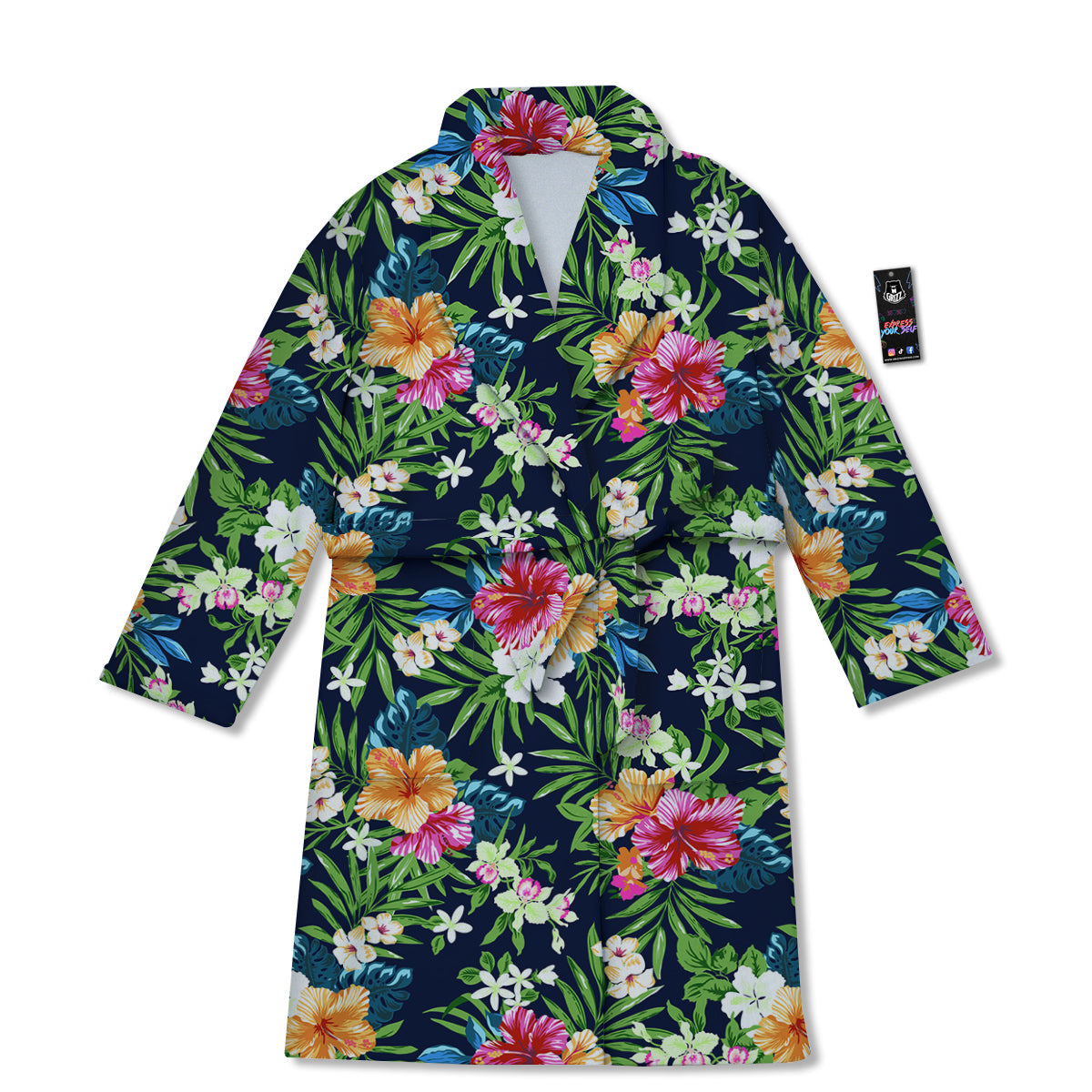 Flowers Tropical Print Pattern Bathrobe-grizzshop
