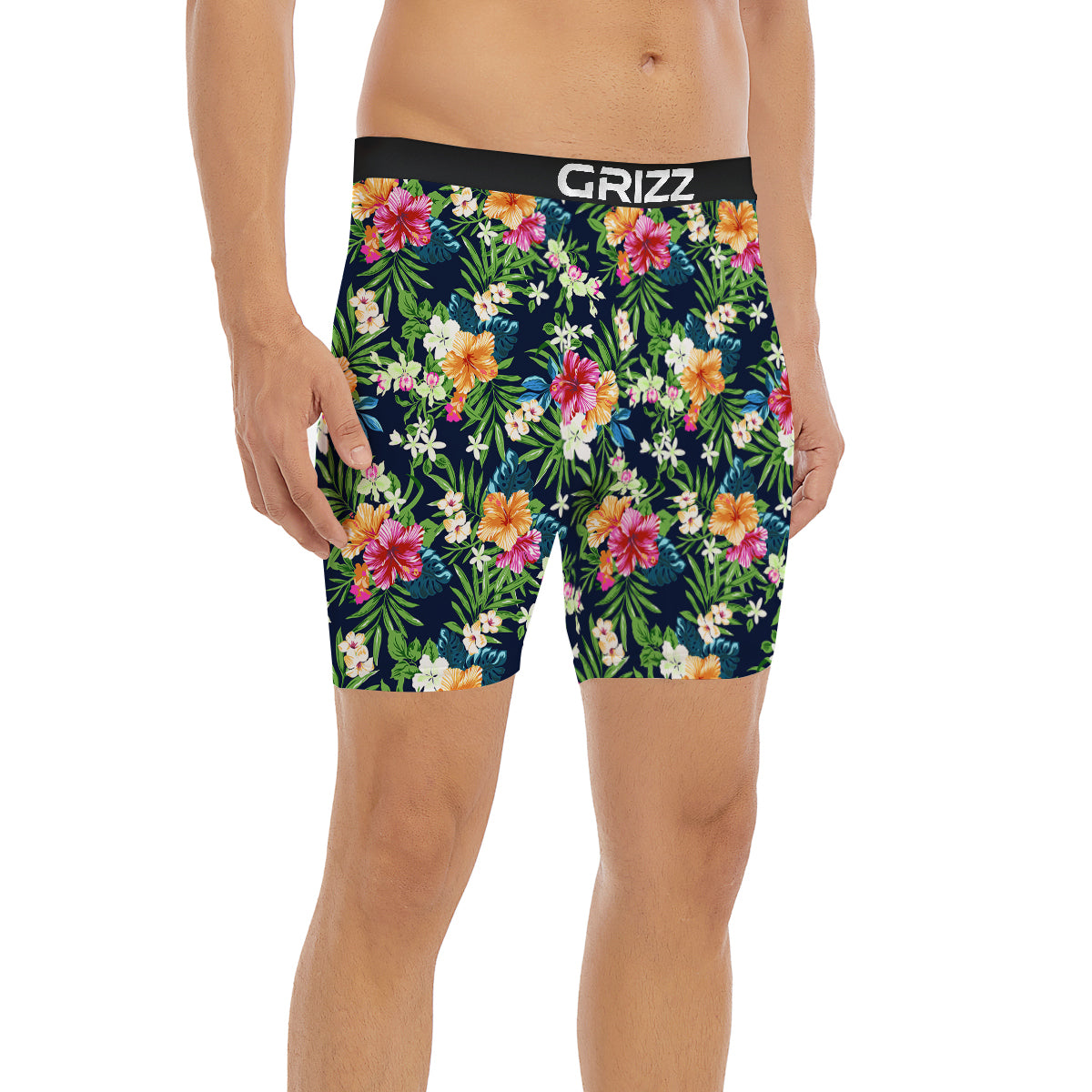 Flowers Tropical Print Pattern Boxer Briefs-grizzshop
