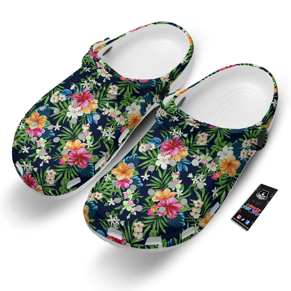 Flowers Tropical Print Pattern Clog-grizzshop