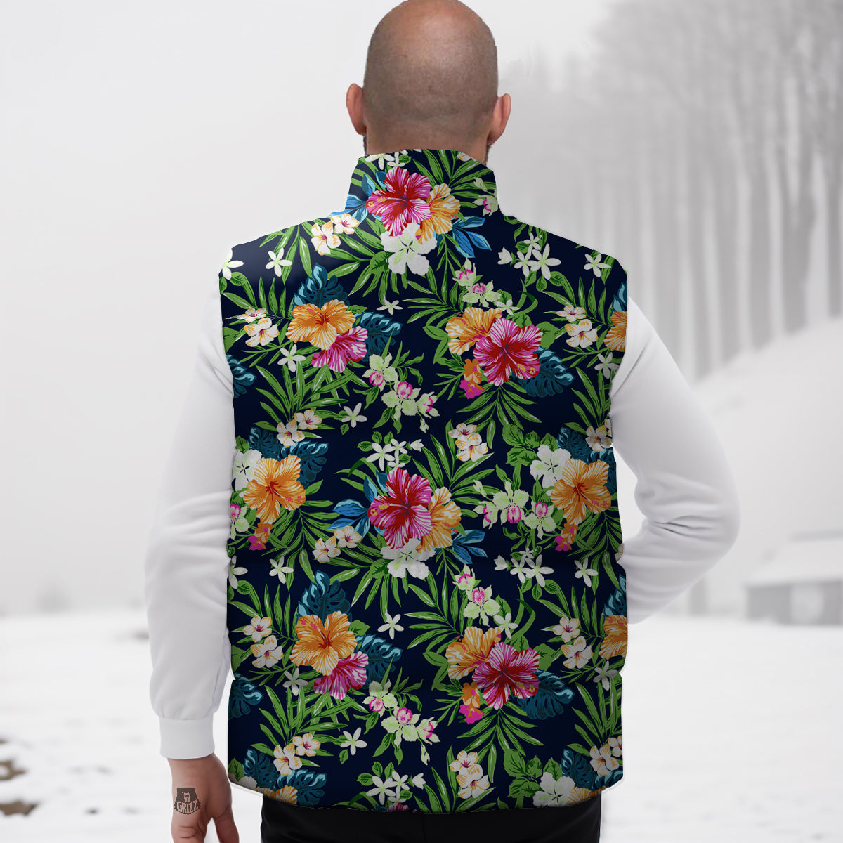 Flowers Tropical Print Pattern Down Vest-grizzshop