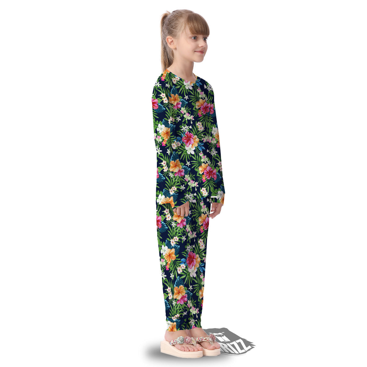 Flowers Tropical Print Pattern Kid's Pajamas-grizzshop