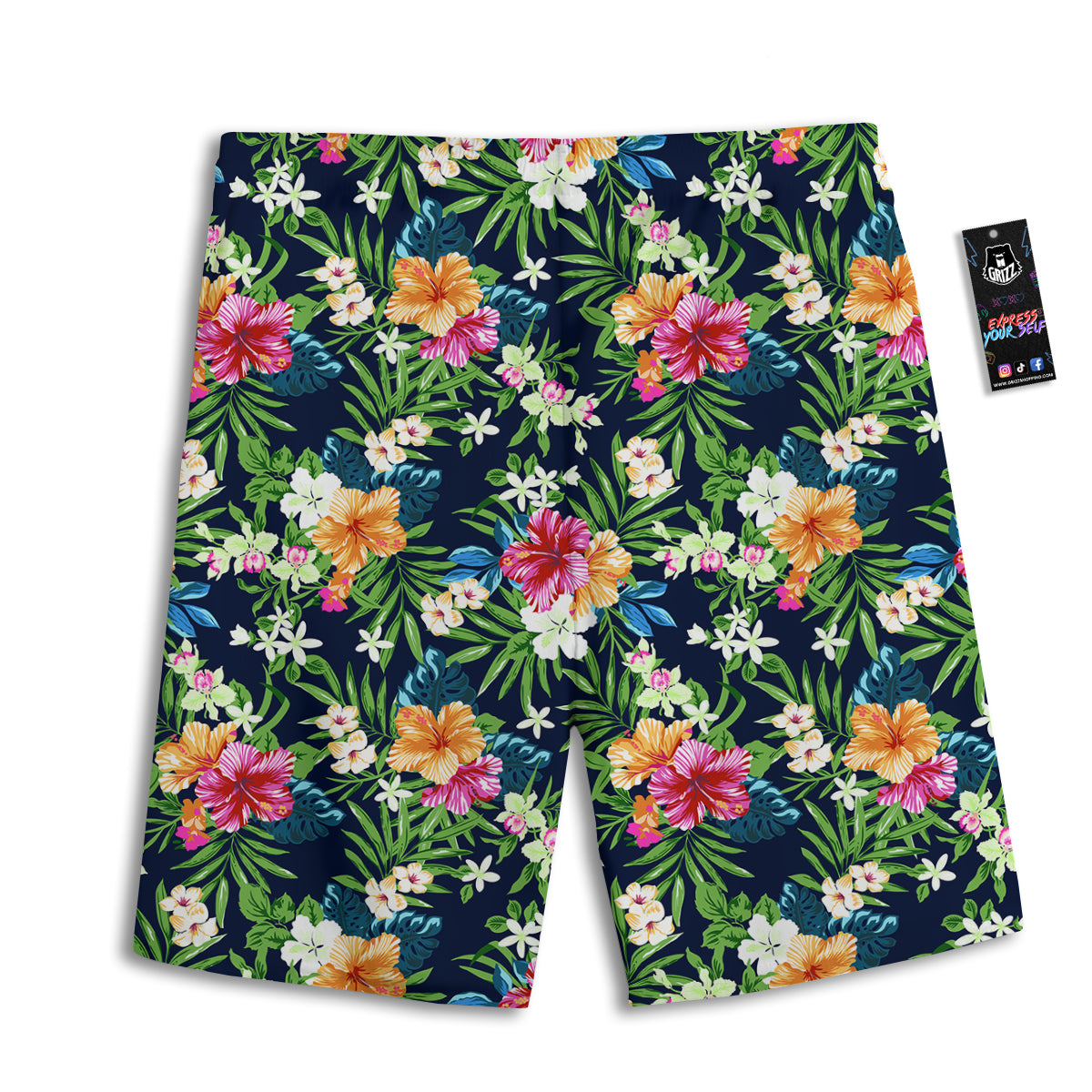 Flowers Tropical Print Pattern Men's Athletic Shorts-grizzshop