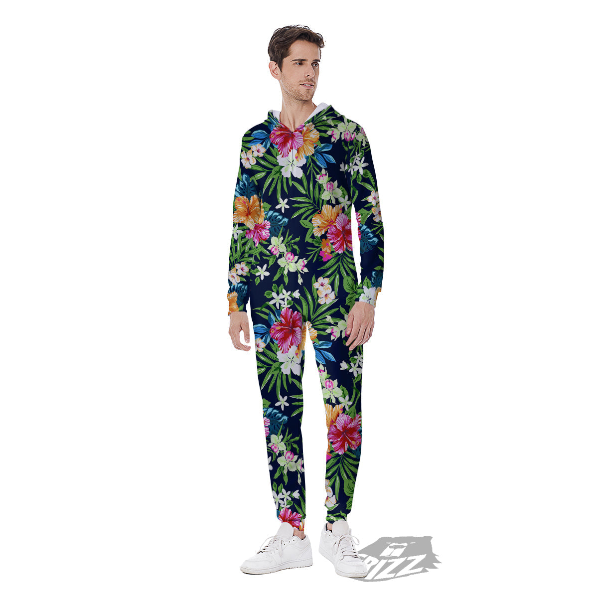 Flowers Tropical Print Pattern Men's Jumpsuit-grizzshop