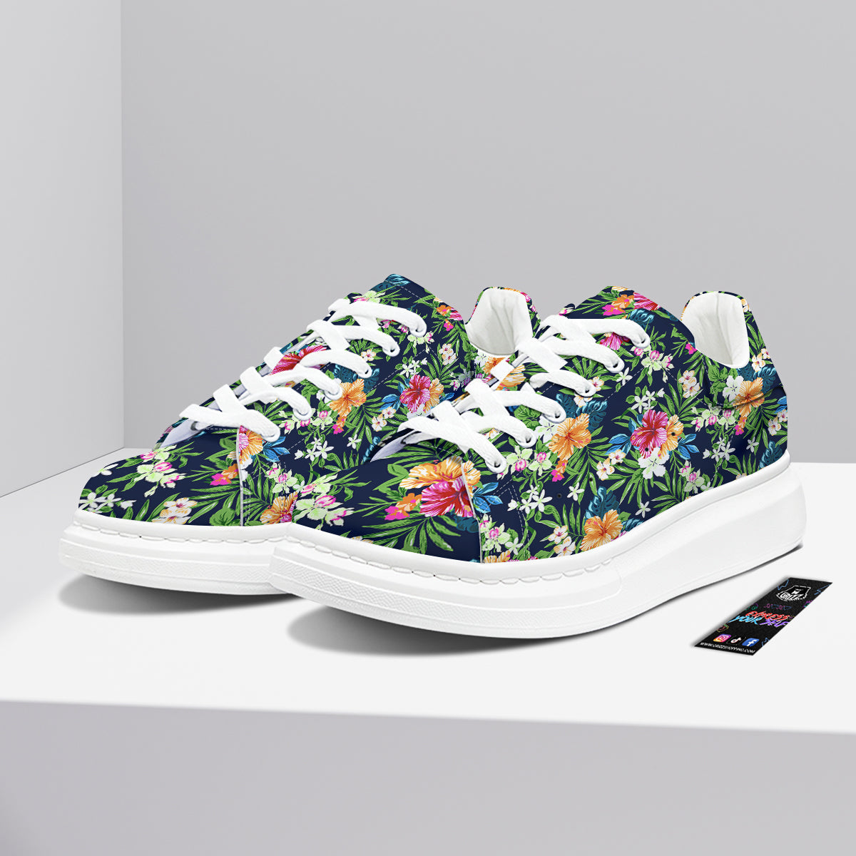 Flowers Tropical Print Pattern Platform Shoes-grizzshop