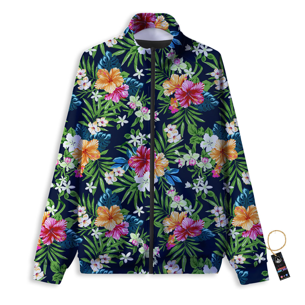 Flowers Tropical Print Pattern Track Jacket-grizzshop
