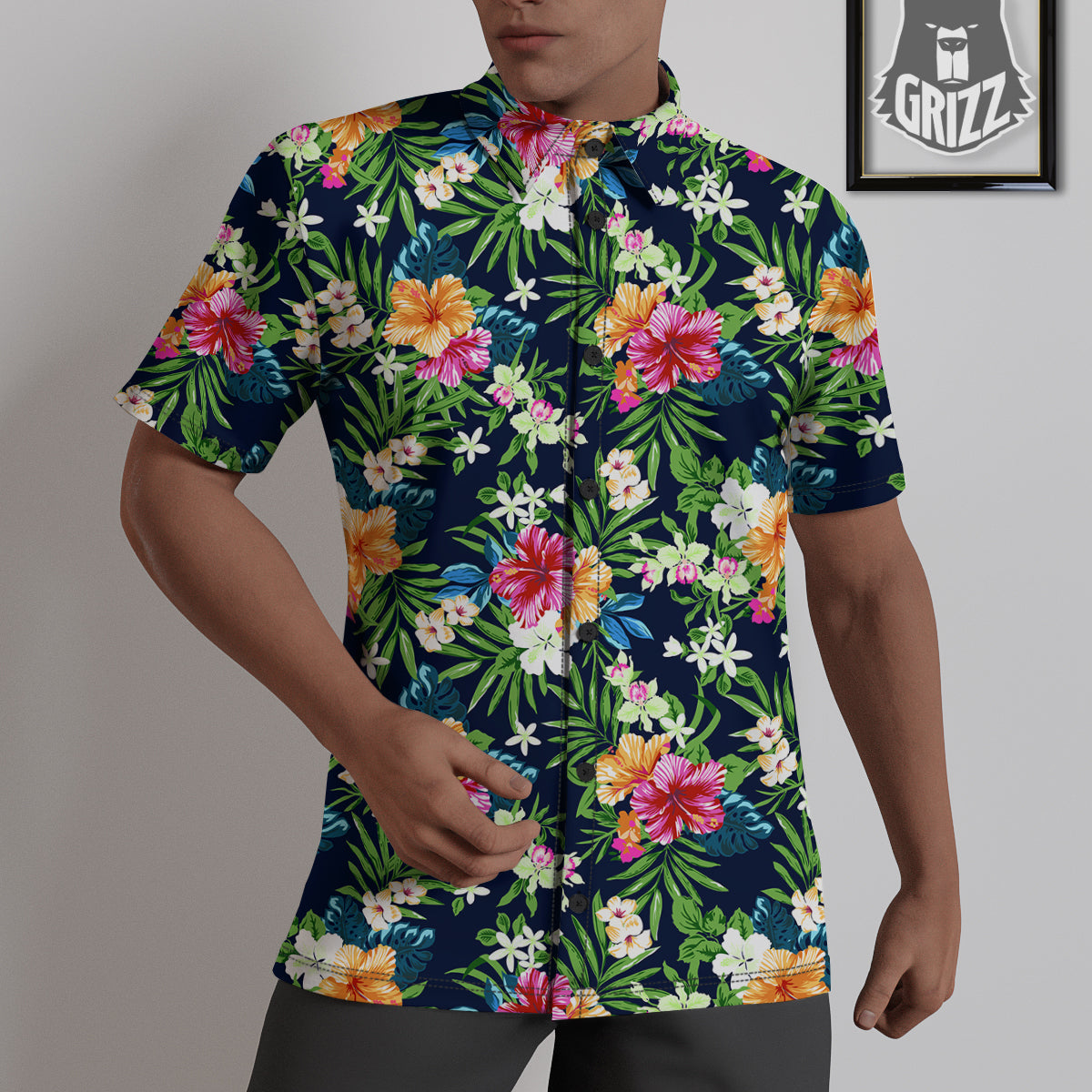 Flowers Tropical Print Pattern Untucked Shirts-grizzshop