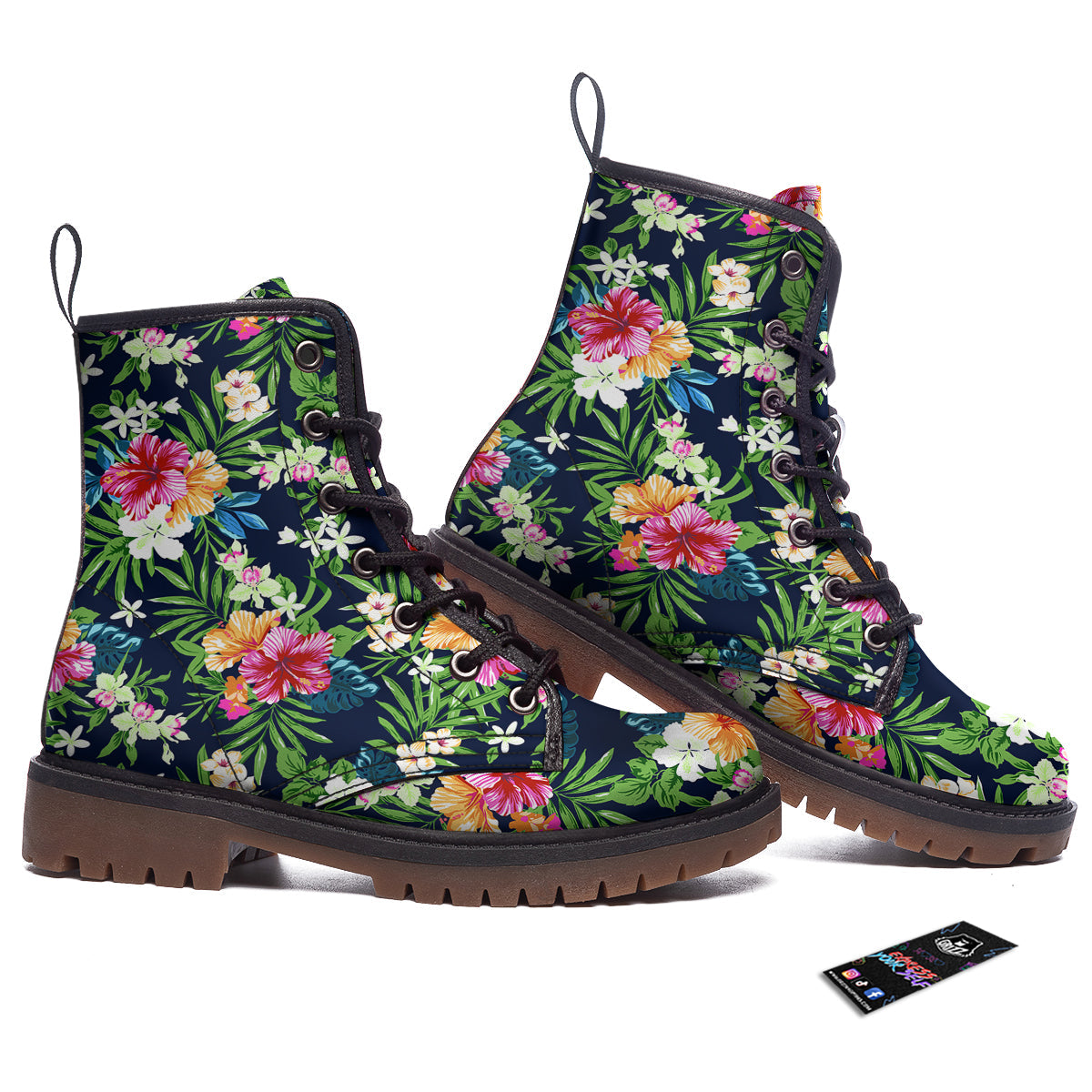Flowers Tropical Print Pattern Work Boots-grizzshop