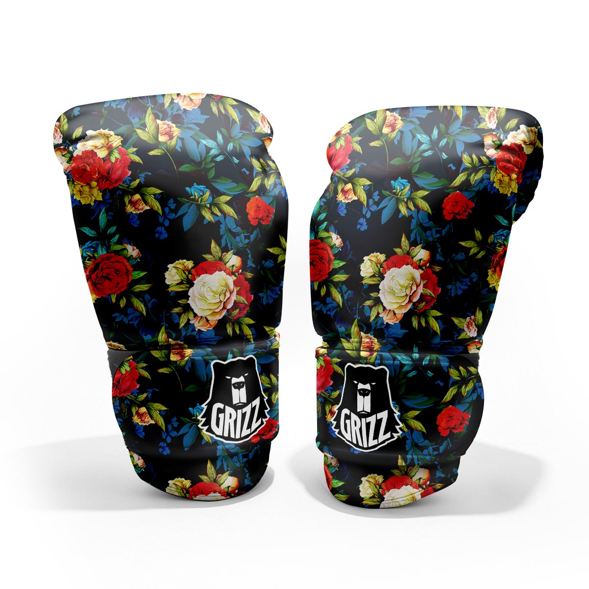 Flowers Yellow And Red Print Pattern Sparring Gloves-grizzshop