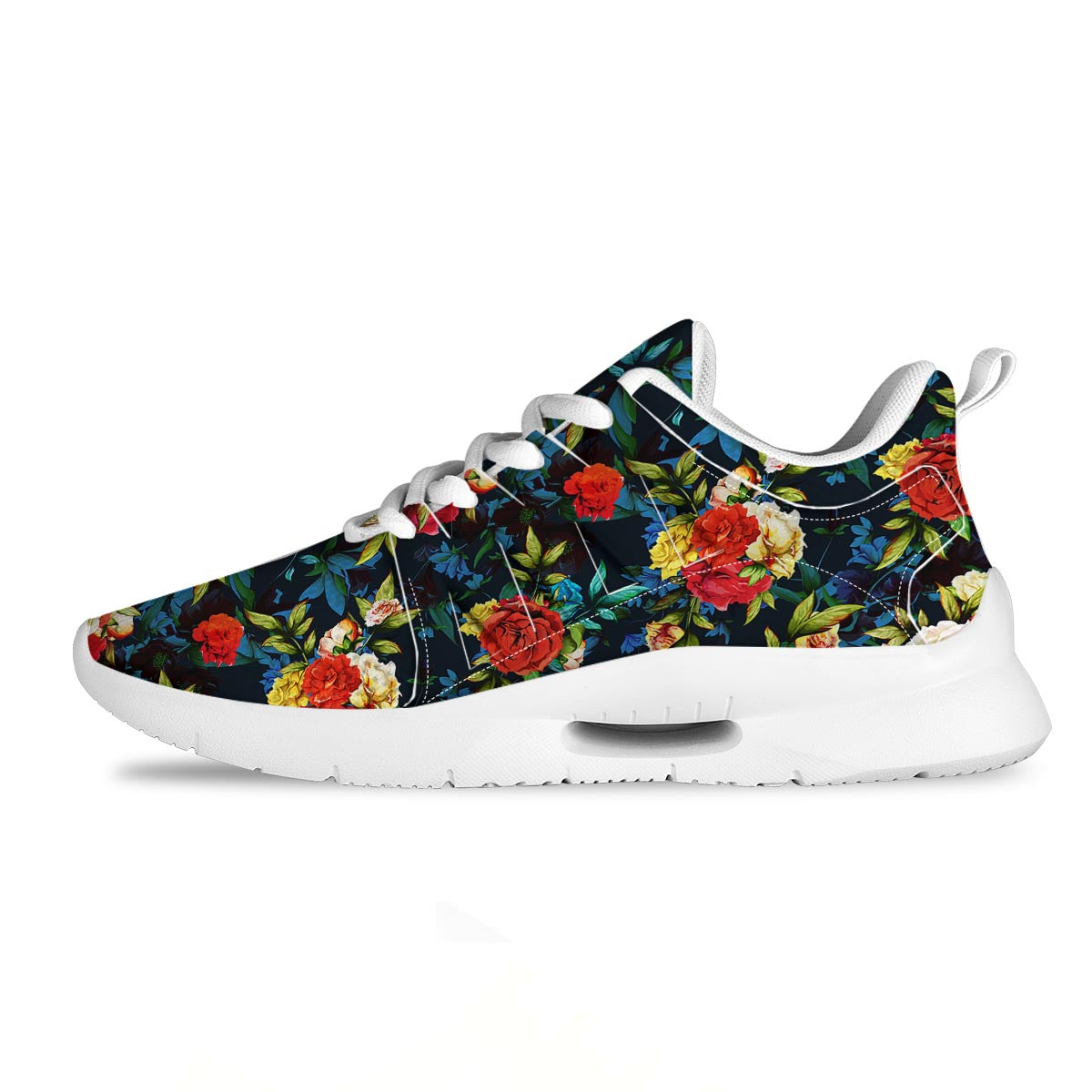 Flowers Yellow And Red Print Pattern Tennis Shoes-grizzshop