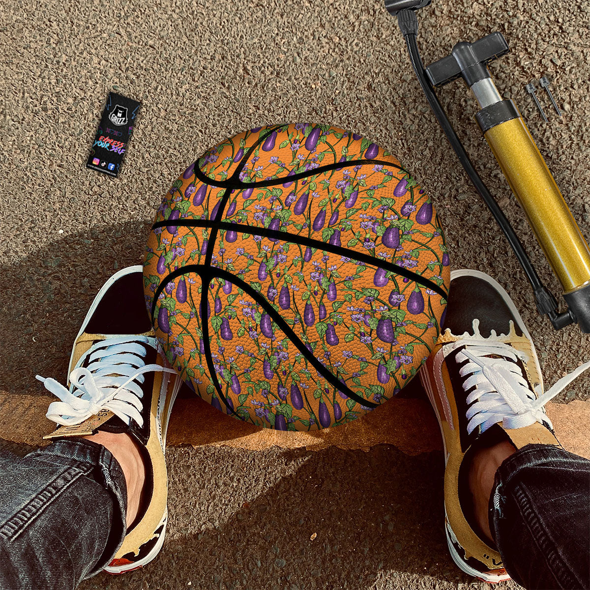 Fried Eggs Lime Green Print Pattern Basketball