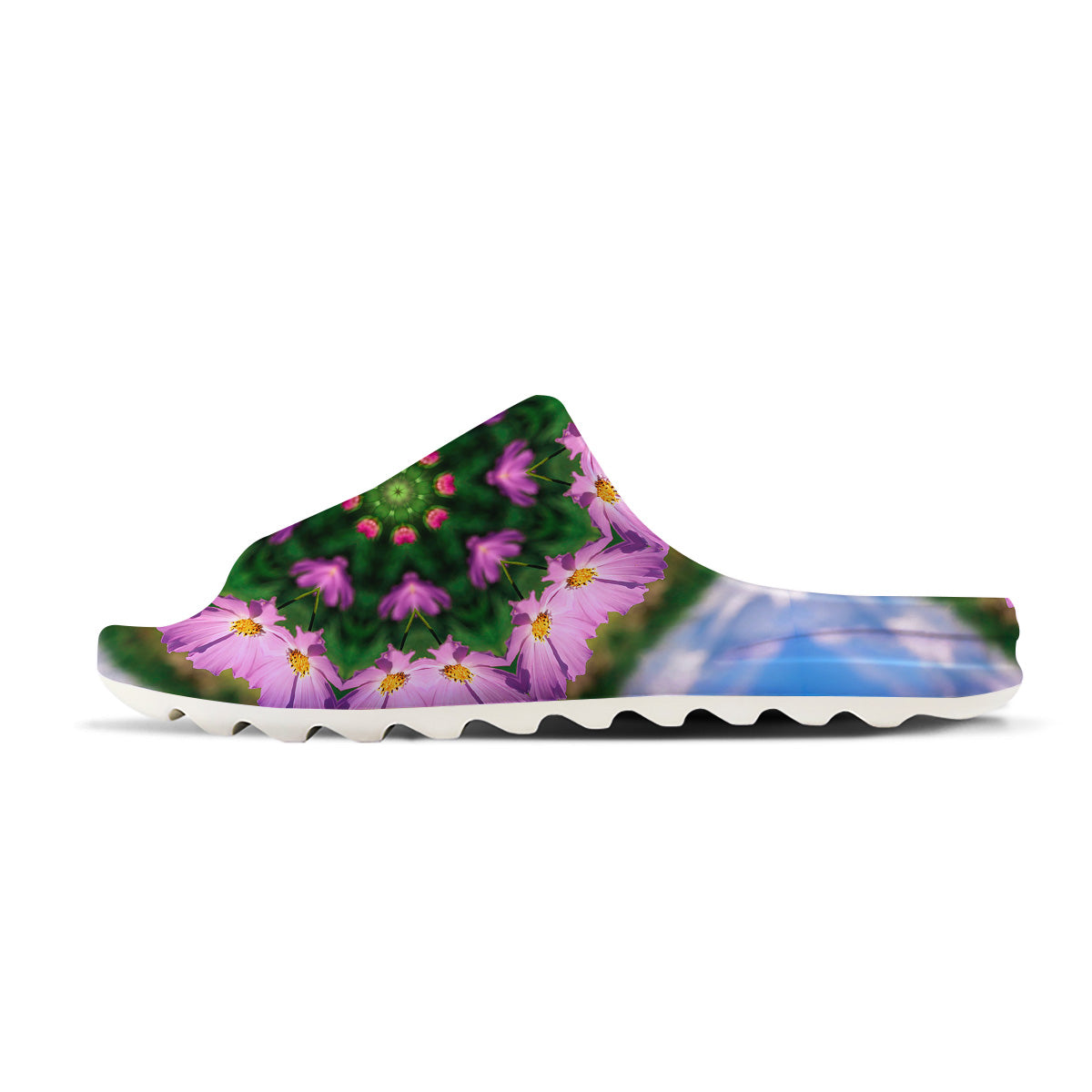 Flowers Kaleidoscope Pink And Blue Print Sandals-grizzshop