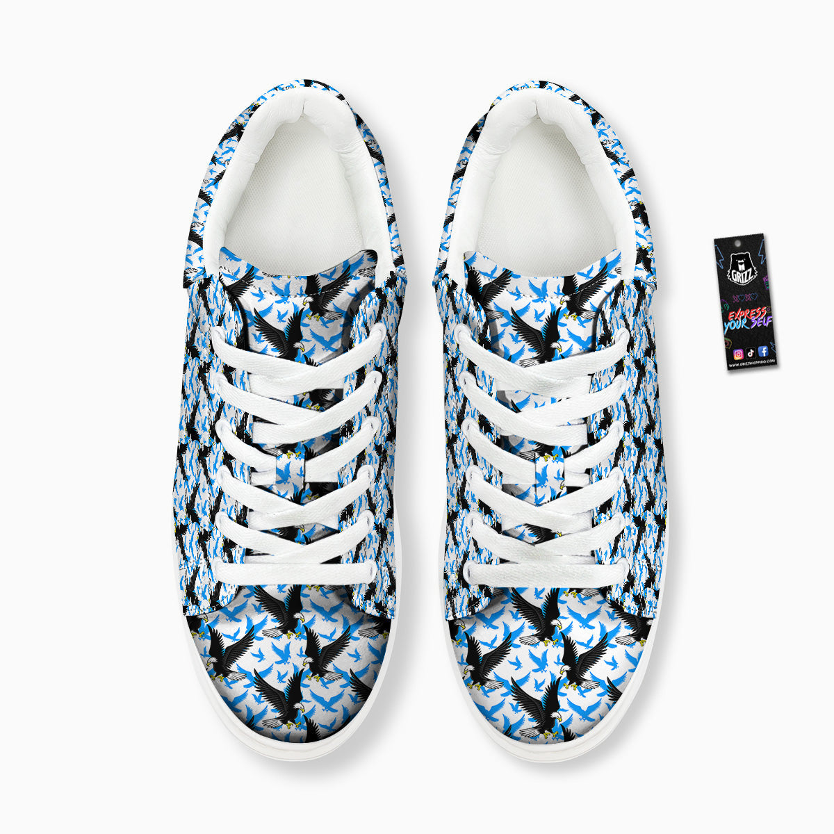 Flying Bald Eagles Blue White Print Pattern Platform Shoes-grizzshop