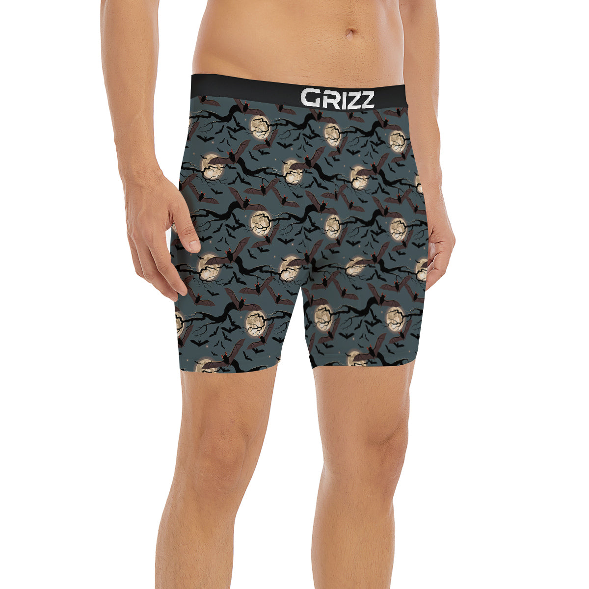 Flying Bat In The Moonlight Print Pattern Boxer Briefs-grizzshop